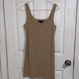 Beige square neckline bodycon dress